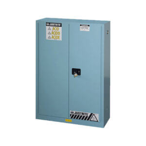 Corrosives or Acid Steel Safety Cabinet, 45 Gallon, 2 Manual Close Doors, Blue - #894502