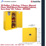 20 Gallon, 3 Shelves, 2 Doors, Manual Close, Wall Mount Flammable Cabinet, Sure-Grip® EX, Yellow - 893400