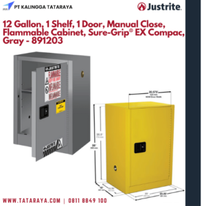 12 Gallon, 1 Shelf, 1 Door, Manual Close, Flammable Cabinet, Sure-Grip® EX Compac, Gray - 891203