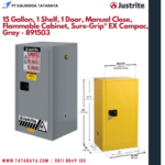15 Gallon, 1 Shelf, 1 Door, Manual Close, Flammable Cabinet, Sure-Grip® EX Compac, Gray - 891503