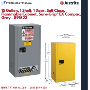 15 Gallon, 1 Shelf, 1 Door, Self Close, Flammable Cabinet, Sure-Grip® EX Compac, Gray - 891523