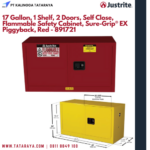 17 Gallon, 1 Shelf, 2 Doors, Self Close, Flammable Safety Cabinet, Sure-Grip® EX Piggyback, Red - 891721