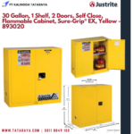 30 Gallon, 1 Shelf, 2 Doors, Self Close, Flammable Cabinet, Sure-Grip® EX, Yellow - 893020