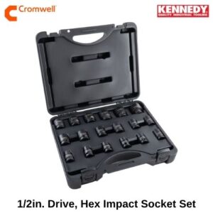 1_2in. Drive, Hex Impact Socket Set, 10mm - 32mm, Metric, Black Oxide Finish, Set of 18 KEN5839215K