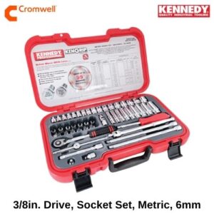 3_8in. Drive, Socket Set, Metric, 6mm - 22mm, Set of 50, Chromed Finish KEN5828810K
