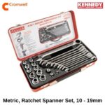 Metric, Ratchet Spanner Set, 10 - 19mm, Set of 23, Chrome Vanadium Steel KEN5823980K