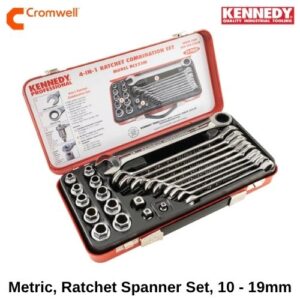Metric, Ratchet Spanner Set, 10 - 19mm, Set of 23, Chrome Vanadium Steel KEN5823980K