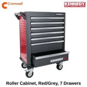 Roller Cabinet, Red_Grey, 7 Drawers, 844mm (H), 706mm (L), 461mm (W), 450kg Capacity KEN5944787L