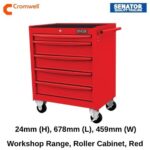 Workshop Range, Roller Cabinet, Red, 5 Drawers, 724mm (H), 678mm (L), 459mm (W), 300kg Capacity, Medium Duty SEN5941550K